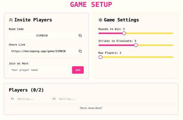 Moviepong – بازی حدس فیلم با چالش‌های تعاملی و دوستانه