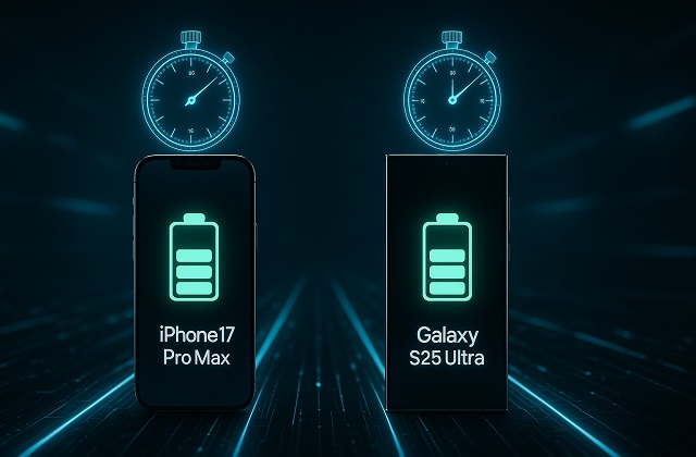 دوئل باتری آیفون 17 پرو مکس و گلکسی S25 اولترا