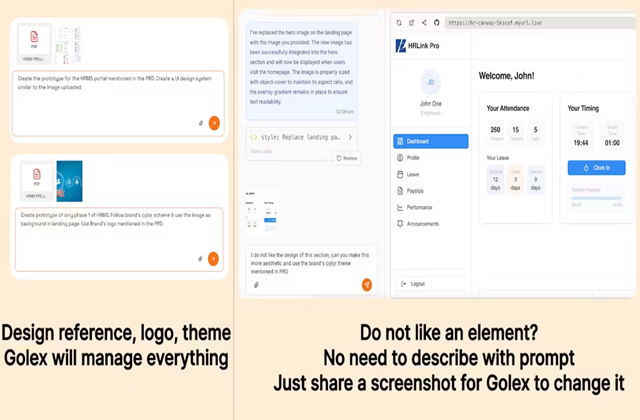Golex AI-ساخت دمو سایت تعاملی فقط با توصیف ایده